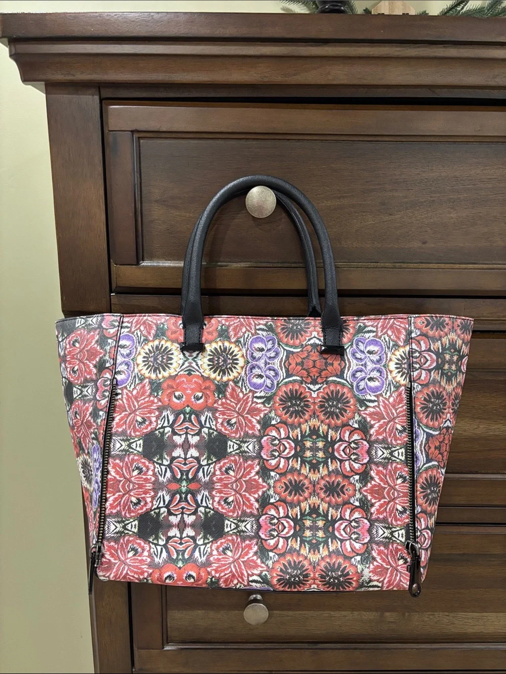 Rebecca Minnkoff Leather Floral Tote Bag